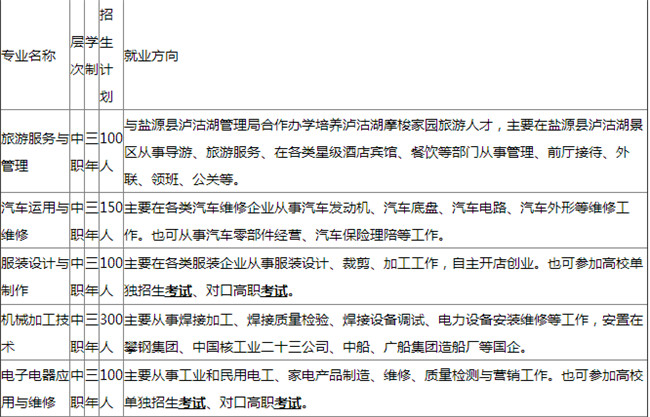 2025年盐源县职业技术中学校招生简章 2025年盐源县职业技术中学校招生简章