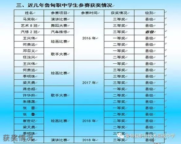 鲁甸县职业技术高级中学获奖情况